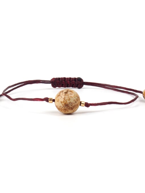 B6005-B Pictorial Stone Natural Stones Woven Leather Rope Bracelet