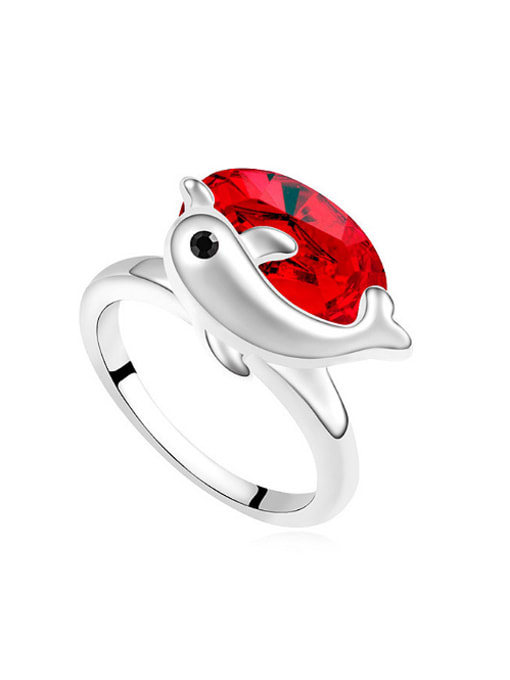 QIANZI Personalized Little Dolphin Oval austrian Crystal Alloy Ring