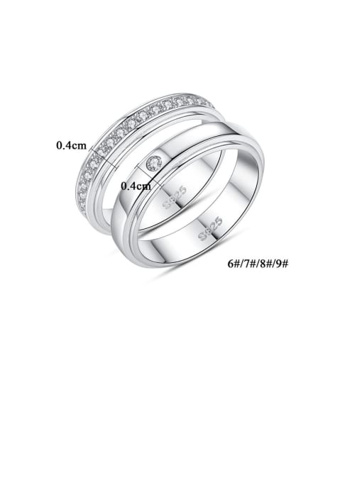 CCUI 925 Sterling Silver With Platinum Plated Simplistic Round Band Rings 3