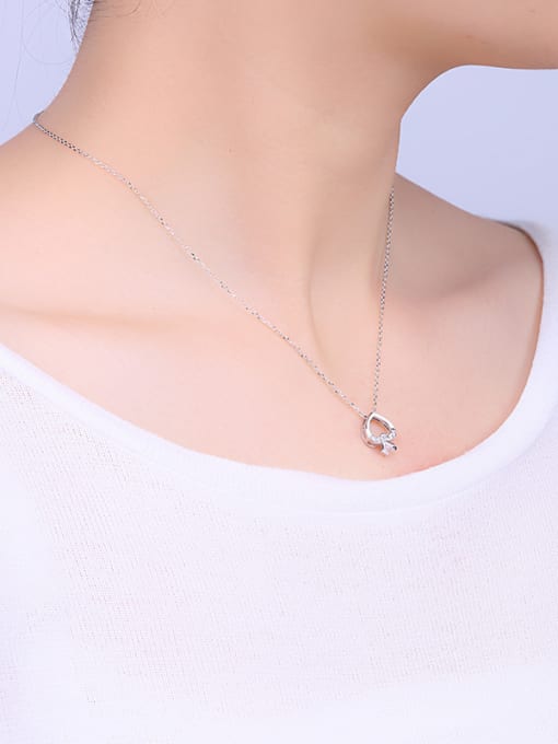 One Silver Lovely Heart-shaped Necklace 1