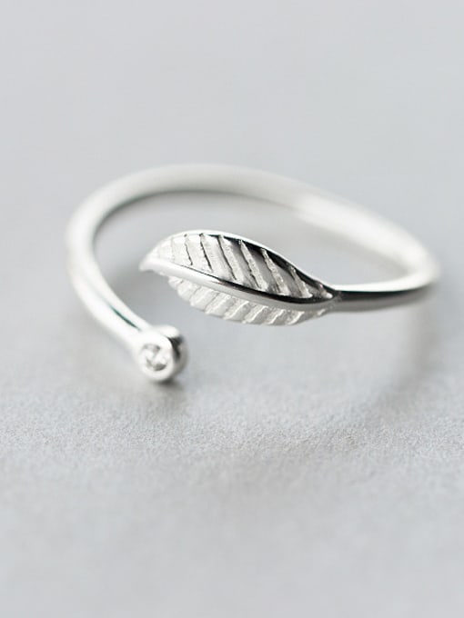 Rosh Elegant Open Design Leaf Shaped S925 Silver Ring 0