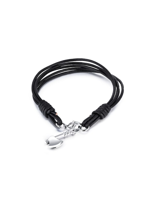 Open Sky Personalized Black Artificial Leather Multi-band Little Axe Bracelet 0