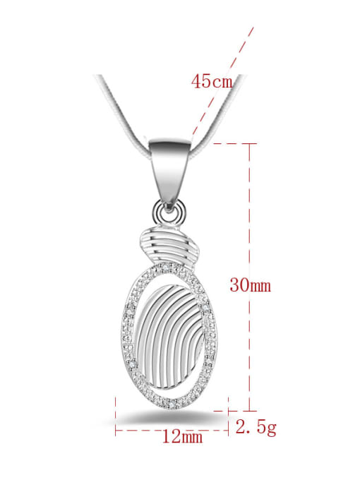 Ya Heng Simple Oval Pendant Cubic Zirconias Copper Necklace 3