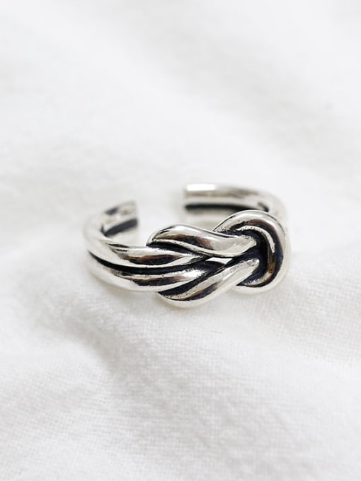 DAKA Retro style Two-band Knot Silver Opening Ring 1