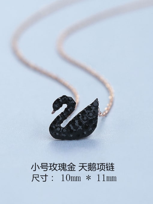 Black 925 Silver Swan Necklace