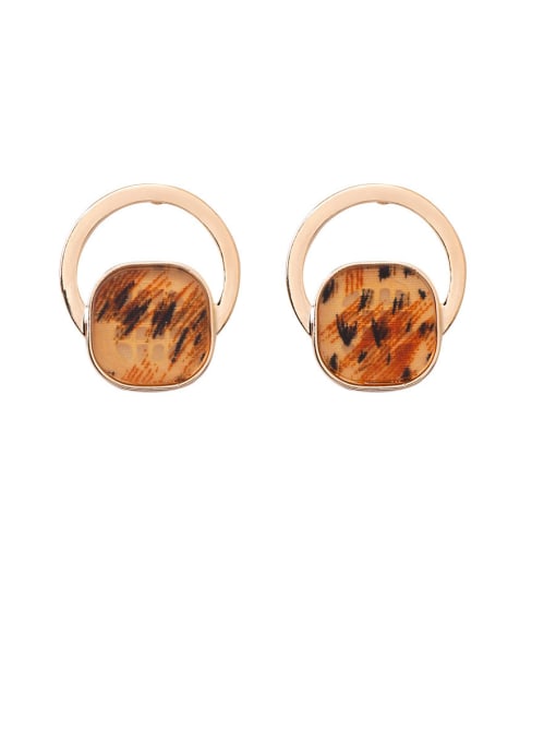 Girlhood Alloy With Rose Gold Plated Punk Geometric Leopard Stud Earrings 0