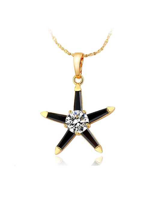 Black Copper Alloy Gold Plated Fashion Star Zircon Necklace