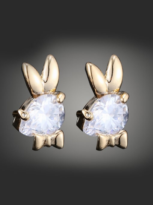 Wei Jia Simple Zircon-studded Bunny Copper Stud Earrings 0