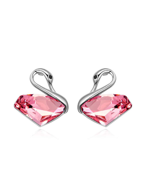 pink Fashion austrian Crystal-accented Swan Alloy Stud Earrings