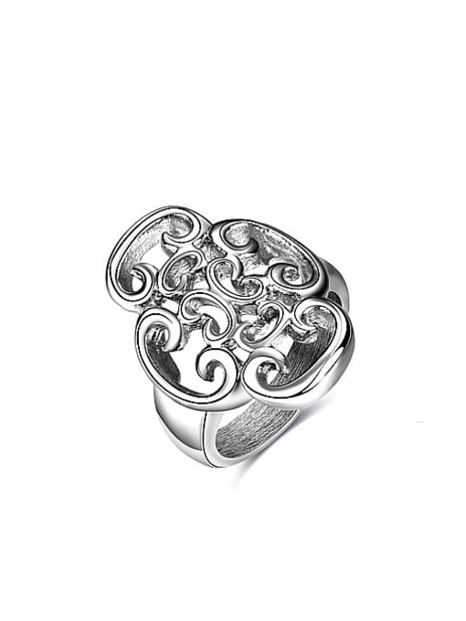 Ronaldo Pun Style Hollow Flower Shaped Titanium Ring 0