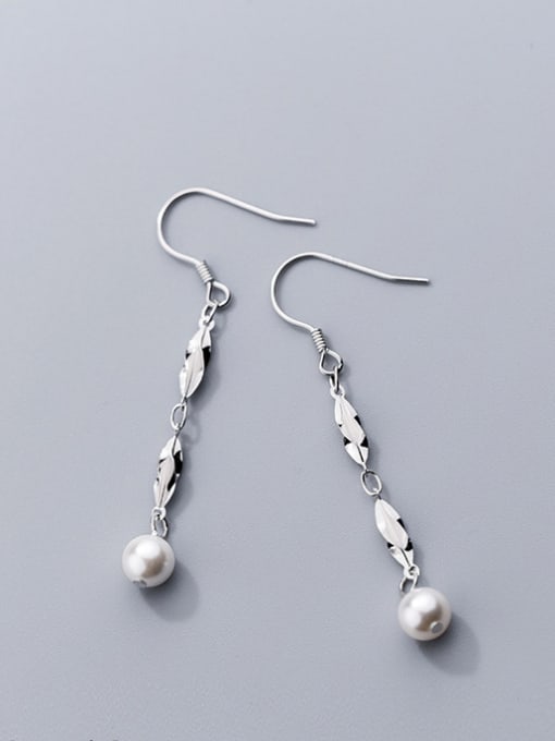 Rosh 925 Sterling Silver Imitation Pearl Classic Charm Drop Earrings