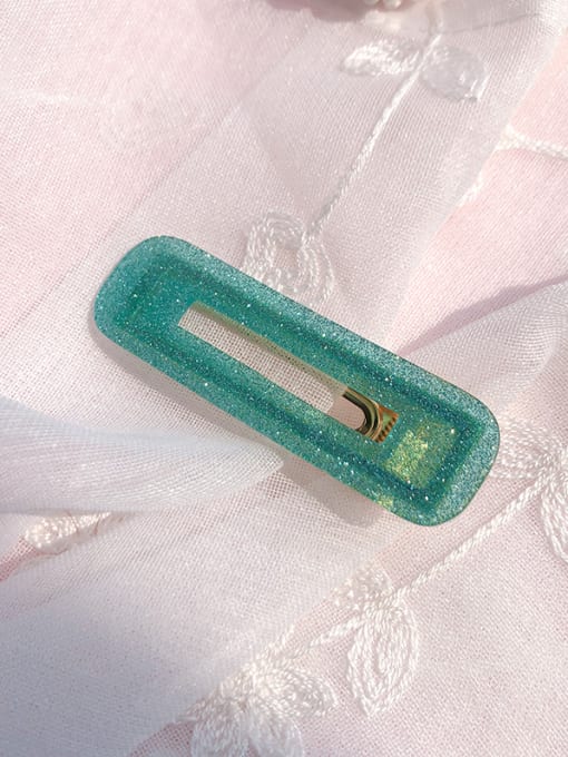 Square - flashing green Alloy With Cellulose Acetate  Fashion Acrylic Water Droplet Square  Barrettes & Clips