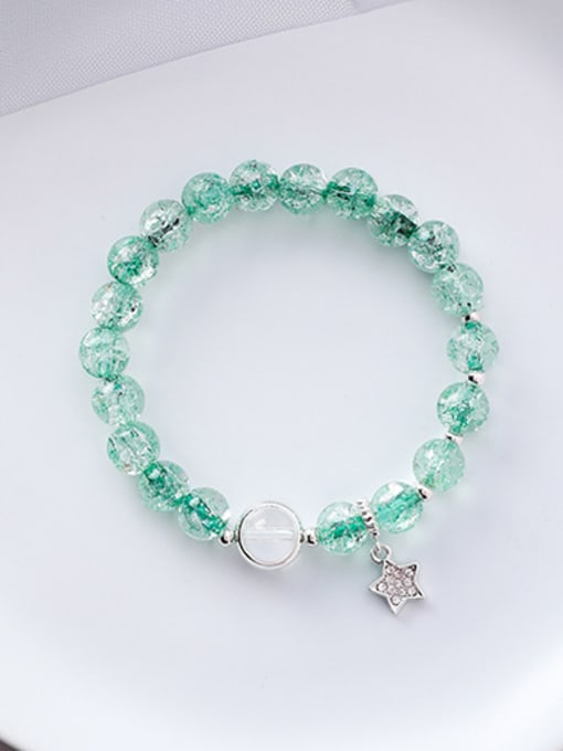 F Green Alloy With Platinum Plated Fashion Pentagram Glass Beading  Bracelets