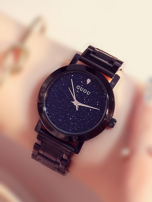 1 GUOU Brand Simple Black Numberless Watch