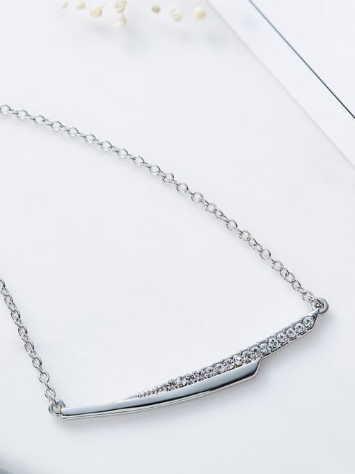 CEIDAI Simple Cubic Zircon Platinum Plated Necklace 2