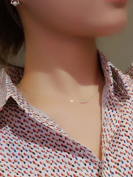 Peng Yuan Simple Tiny Beads Silver Necklace 1