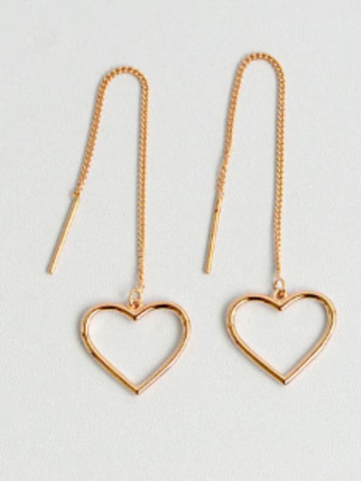 Rose Gold Simple Hollow Heart Silver Line Earrings