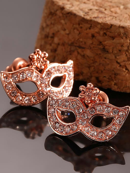 OUXI Personalized Mask Rose Gold Plated Stud Earrings 1