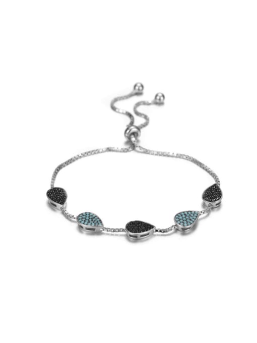 White Gold S925 Sterling Silver Inlaid Turquoise Bracelet