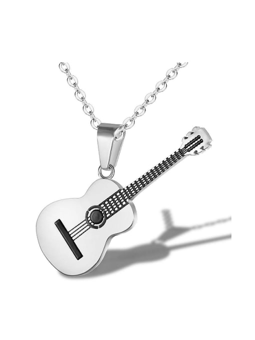 titanium Personalized Little Guitar Pendant Titanium Men Necklace