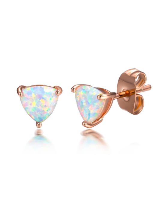 UNIENO Triangle Shaped White Blue Opal Stud Earrings 0