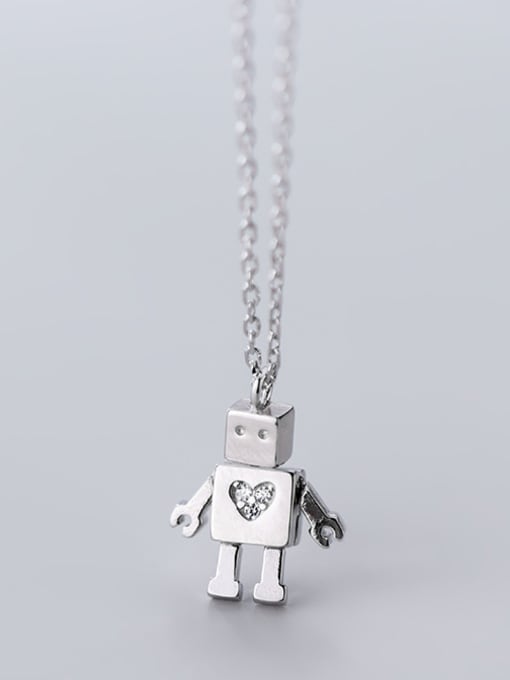Rosh 925 Sterling Silver With Silver Plated Personality robot Necklaces 0