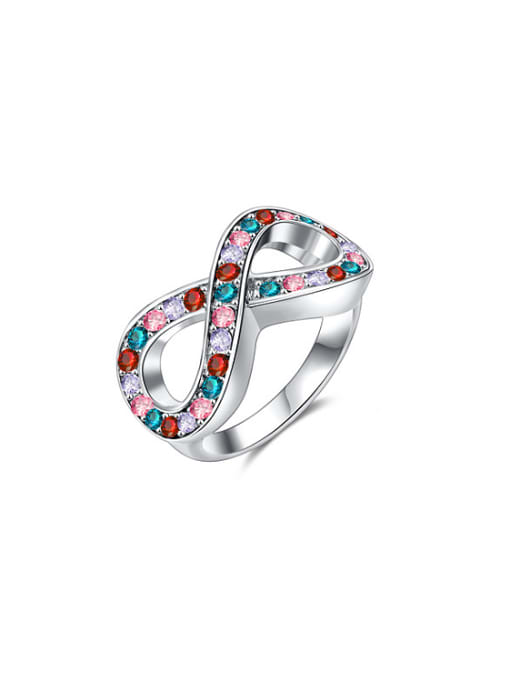 Ronaldo Multi-color Number Eight Shaped Crystal Ring 0