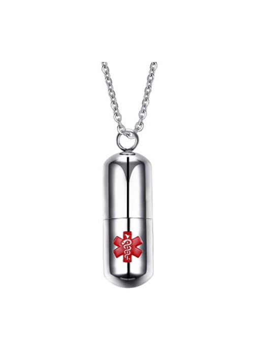 CONG Personality Pill Shaped Titanium Polished Necklace 0