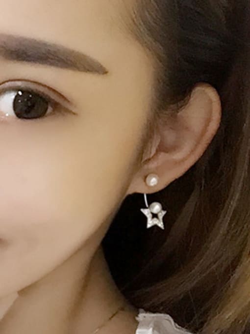 Peng Yuan Freshwater Pearl Star Zircon Stud Earrings 2