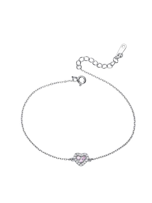 platinum Simple Heart shape Zircon Women Bracelet