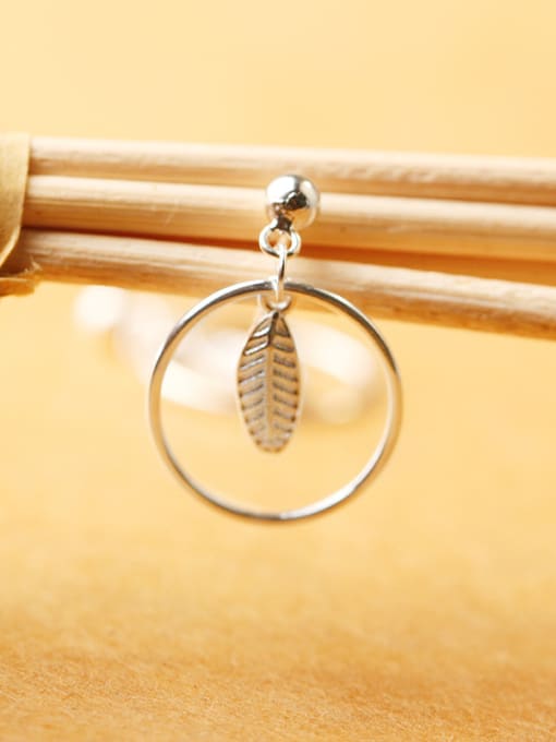 Peng Yuan Hollow Round Leaf Silver drop earring 2