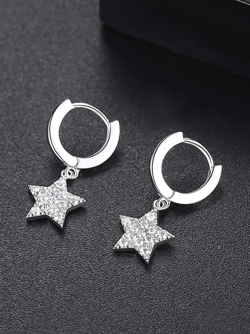 BLING SU Copper With White Gold Plated Fashion Star Party Drop Earrings