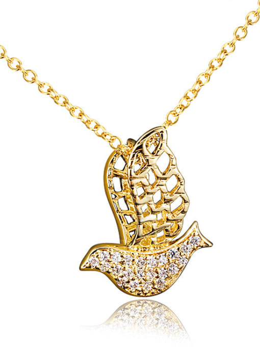 Gold Lovely 18K Platinum Plated Pigeon Shaped Zircon Necklace
