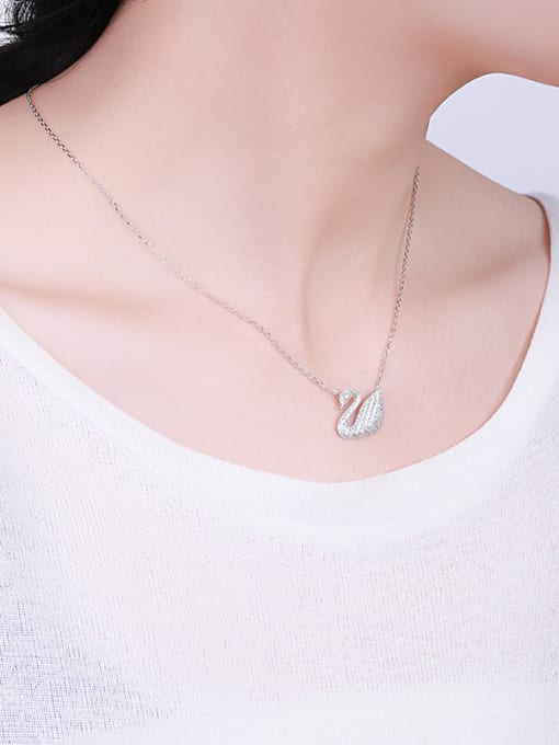 One Silver Swan Zircon Necklace 1