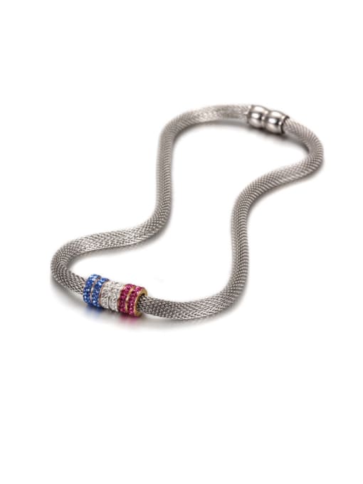 White 2015 French Stainless Steel Blue, White And Red  Steel Wire Sticking Drill Necklace