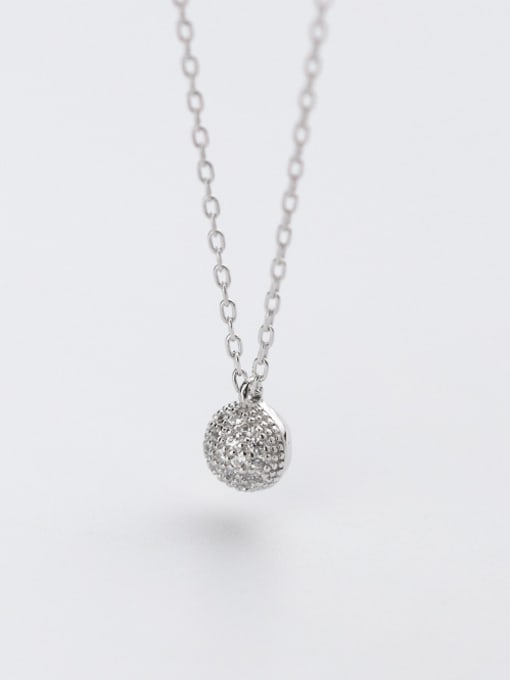 Rosh Fresh Ball Shaped Rhinestones S925 Silver Necklace