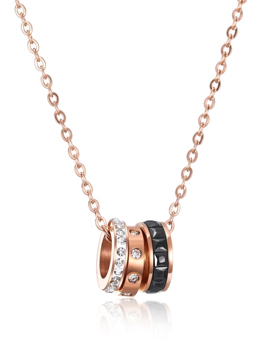 Rose Gold Pendant Chain Stainless Steel With Rose Gold Plated Trendy Running circles Necklaces