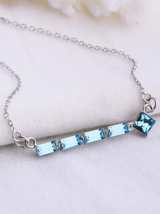 One Silver Blue Zircon Necklace