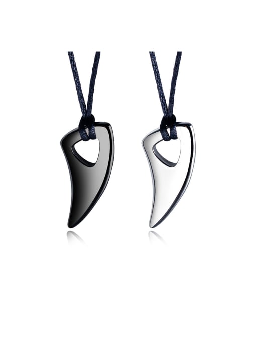 Open Sky Titanium With Smooth  Simplistic Geometric Wolf  Tooth  Pendants 0