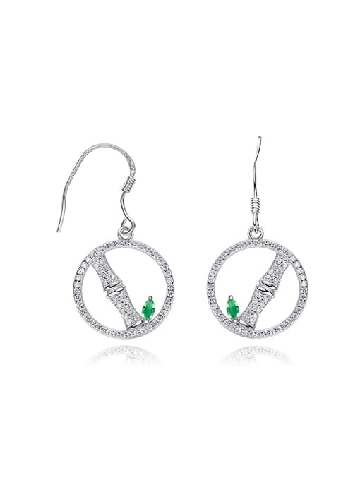 CEIDAI Simple Shiny Zirconias 925 Silver Bamboo Earrings