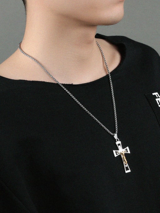Open Sky Personalized Jesus Cross Pendant Titanium Necklace 1