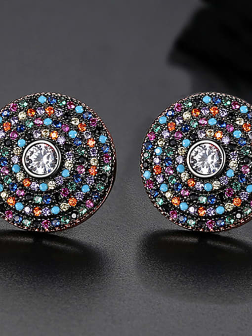 Color Copper With Gun Plated Delicate Round Stud Earrings