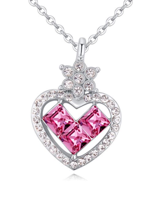 pink Chanz using austrian Elements Crystal Necklace female love diamond crystal pendant