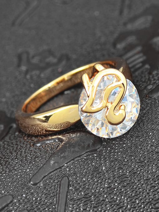 Wei Jia Simple Gold Plated Cubic Zircon Copper Ring 2