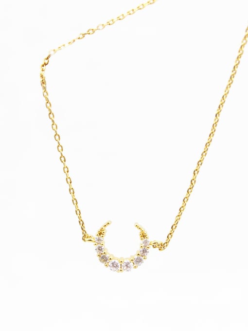 Lang Tony Women Elegant Moon Shaped Zircon Necklace 0