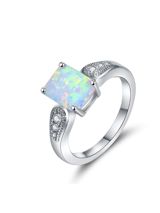 UNIENO Rectangle Opal Zircons Women Fashion Classical Ring