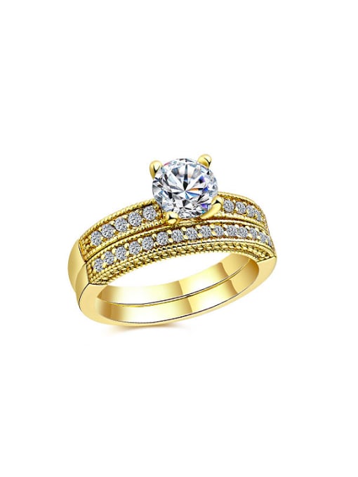 Ronaldo Copper Gold Plated Round Shaped Zircon Ring Set