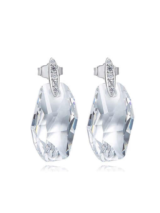 CEIDAI Simple Clear austrian Crystal 925 Silver Stud Earrings 0