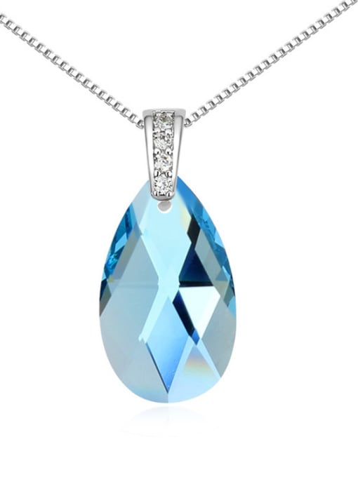 light blue Fashion Water Drop austrian Crystal Pendant Alloy Necklace