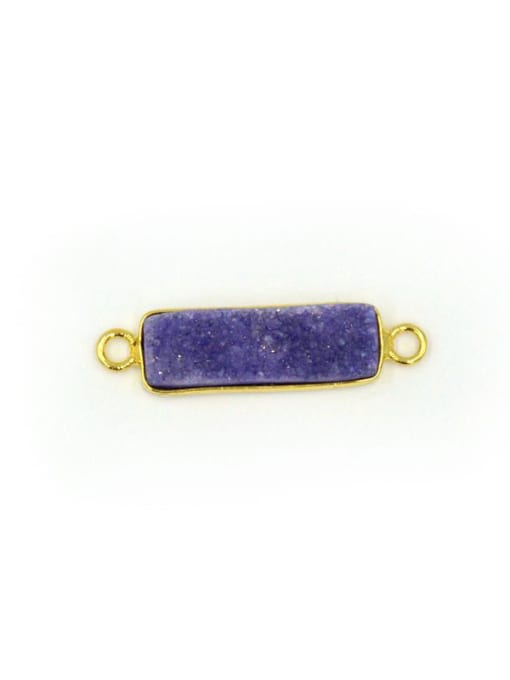 Purple Simple Rectangular Natural Crystal Gold Plated Pendant